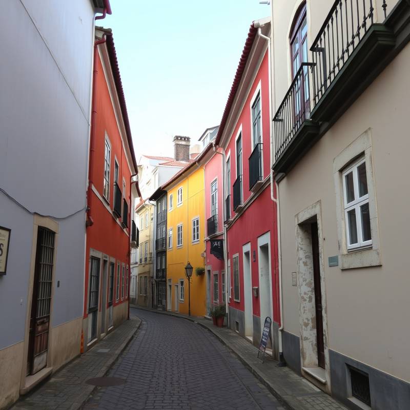 Callejuelas empedradas y coloridas casas en el casco antiguo de Lisboa, Portugal, un destino lleno de encanto y tradición.