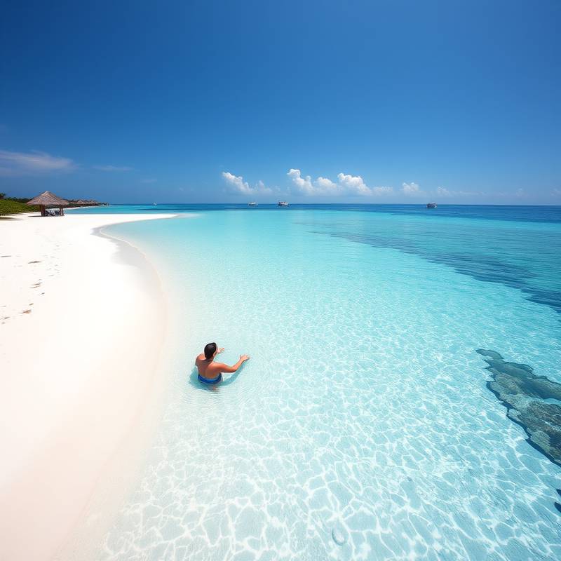 Playas de arena blanca y aguas cristalinas en las Maldivas, un paraíso tropical ideal para el descanso y el buceo.